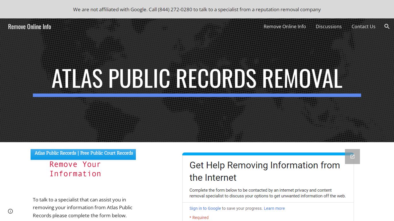 Remove Online Info - AtlasPublicRecords.com Removal
